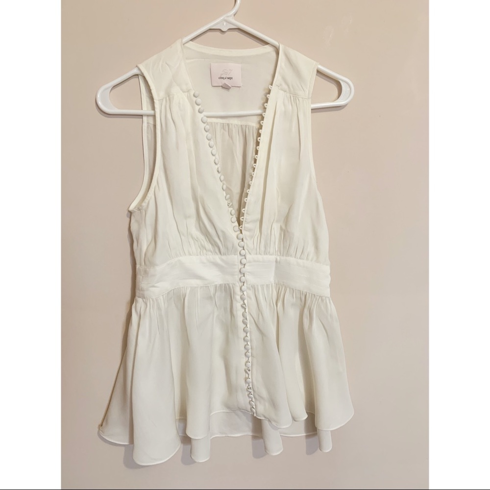 Cinq a sept brigit silk button peplum top